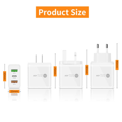 45W PD25W + 2 x QC3.0 USB Multi Port Charger with USB to Micro USB Cable, US Plug(White) - Mobile Accessories by buy2fix | Online Shopping UK | buy2fix