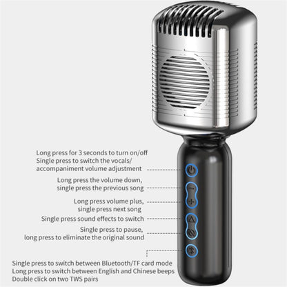 KM600 Wireless Microphone TWS Handheld Noise Reduction Smart Bluetooth-compatible Condenser Mic Music Player for Singing(Sliver) - Consumer Electronics by buy2fix | Online Shopping UK | buy2fix
