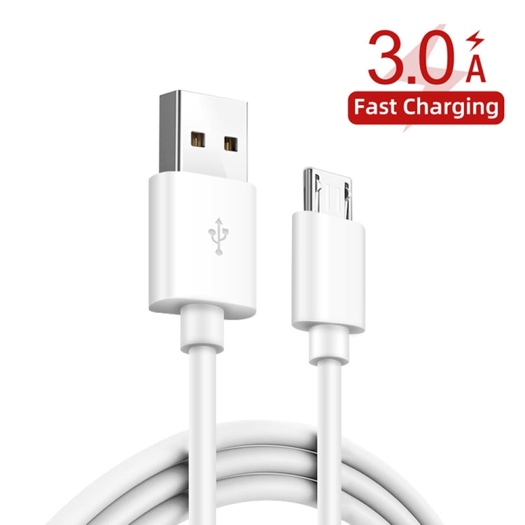 36W Dual Port QC3.0 USB Charger with 3A USB to Micro USB Data Cable, EU Plug(White) - Mobile Accessories by buy2fix | Online Shopping UK | buy2fix