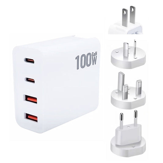 GaN 100W Dual USB + Dual USB-C/Type-C Multi Port Charger for Apple MacBook Series US / EU / UK / AU Plug - Cable & Adapter by buy2fix | Online Shopping UK | buy2fix