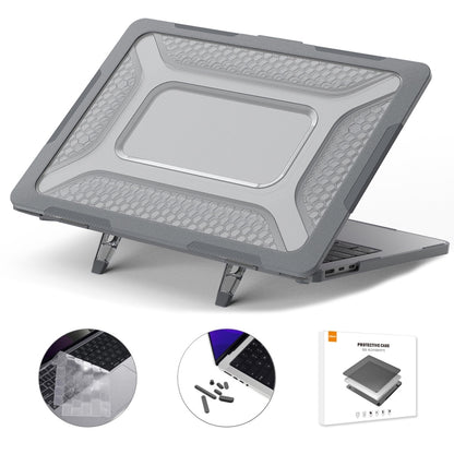 For MacBook Air 13.6 2022/2024  A2681 (M2) / A3113  (M3) ENKAY Hat-Prince 3 in 1 Protective Bracket  Case Cover Hard Shell with TPU Keyboard Film / Anti-dust Plugs, Version:EU(Grey) - MacBook Air Cases by ENKAY | Online Shopping UK | buy2fix