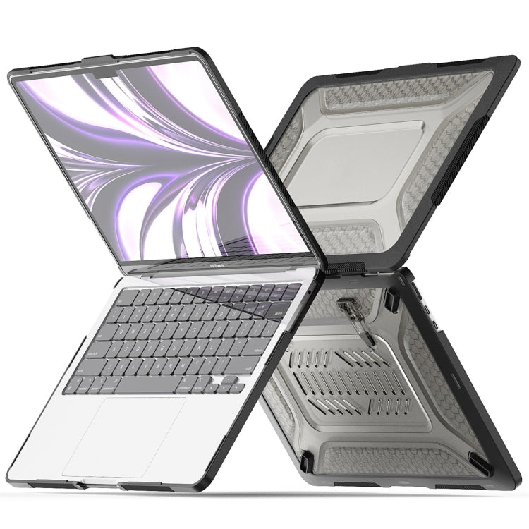 For MacBook Air 13.6 2022/2024  A2681 (M2) / A3113  (M3) ENKAY Hat-Prince 3 in 1 Protective Bracket  Case Cover Hard Shell with TPU Keyboard Film / Anti-dust Plugs, Version:EU(Grey) - MacBook Air Cases by ENKAY | Online Shopping UK | buy2fix