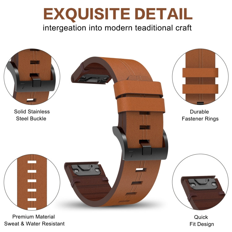 For Garmin Approach S62 22mm Leather Steel Buckle Watch Band(Brown) - Watch Bands by buy2fix | Online Shopping UK | buy2fix