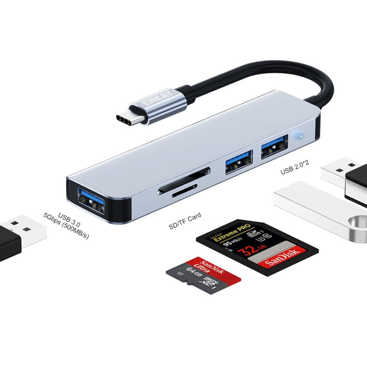 ENKAY Hat-Prince 5 in 1 Docking Station Adapter HUB SD/TF Card Reader, Interface:Type-C - USB HUB by ENKAY | Online Shopping UK | buy2fix