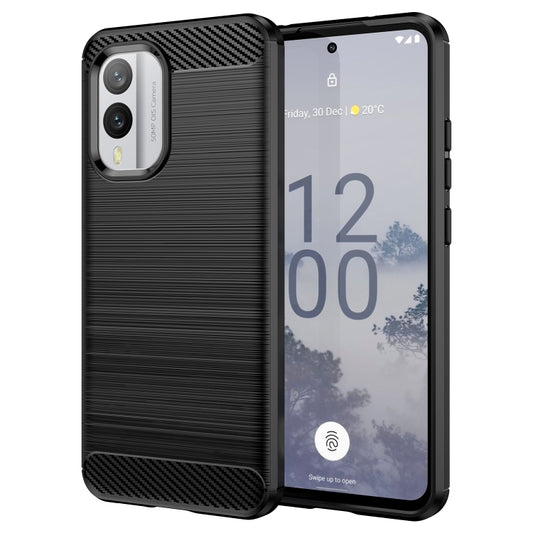 For Nokia X30 5G Brushed Texture Carbon Fiber TPU Phone Case(Black) - Nokia Cases by buy2fix | Online Shopping UK | buy2fix