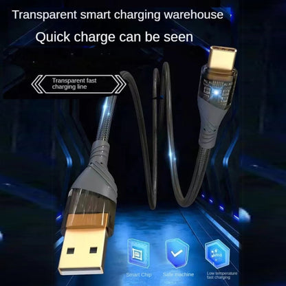 4A USB to Type-C Transparent Fast Charging Data Cable, Length: 1m(Green) -  by buy2fix | Online Shopping UK | buy2fix