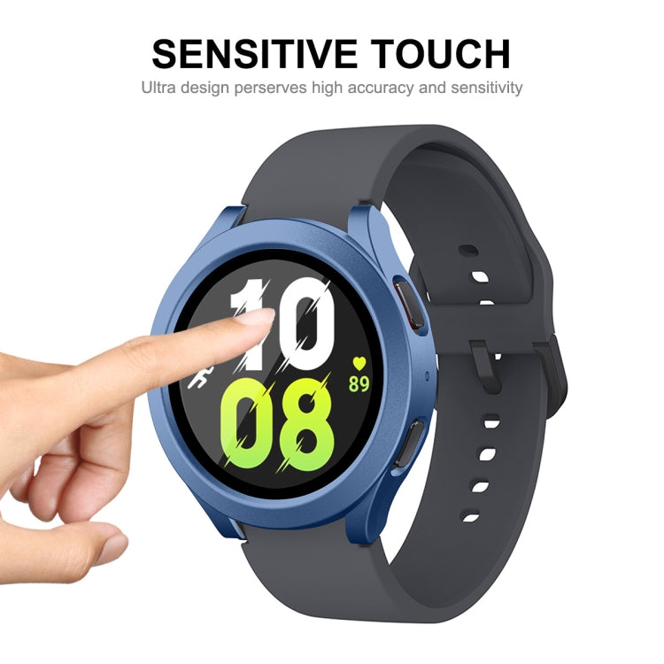 For Samsung Galaxy Watch4/5 40mm ENKAY Hat-Prince Waterproof Full Coverage PC Frame + 9H Tempered Glass Case(Matte Silver) - Watch Cases by ENKAY | Online Shopping UK | buy2fix