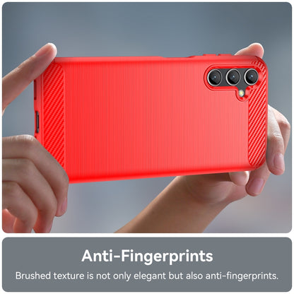 For Samsung Galaxy A14 4G Brushed Texture Carbon Fiber TPU Phone Case(Red) - Galaxy Phone Cases by buy2fix | Online Shopping UK | buy2fix