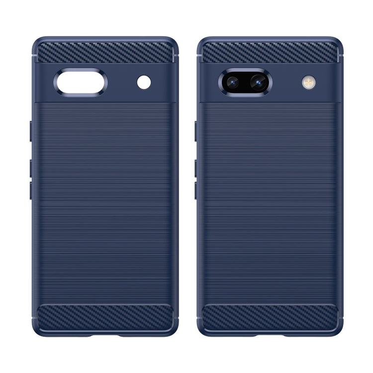 For Google  Pixel 7a Brushed Texture Carbon Fiber TPU Phone Case(Blue) - Google Cases by buy2fix | Online Shopping UK | buy2fix