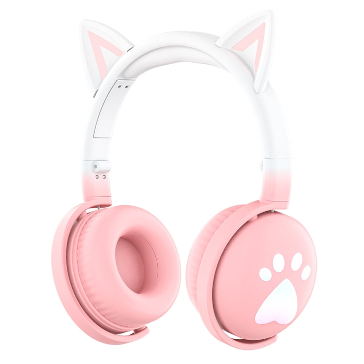 KE28 RGB Cute Cat Ears Bluetooth Wireless Music Headset with Detachable Mic(Pink) - Apple Accessories by buy2fix | Online Shopping UK | buy2fix