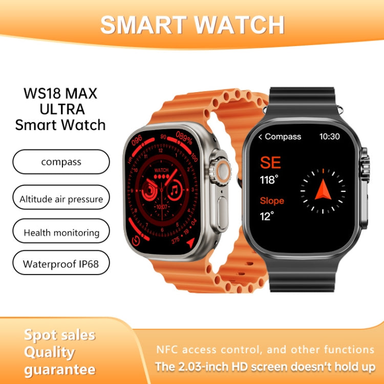 WS18 MAX ULTRA 2.03 inch Color Screen Smart Watch,Support Heart Rate Monitoring / Blood Pressure Monitoring(Black) - Smart Wear by buy2fix | Online Shopping UK | buy2fix