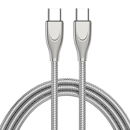 ENKAY ENK-CB130 2m PD100W Type-C to Type-C Carbon Steel Hose Spring Fast Charging Data Cable with E-Marker Chip(Silver) - USB-C & Type-C Cable by ENKAY | Online Shopping UK | buy2fix