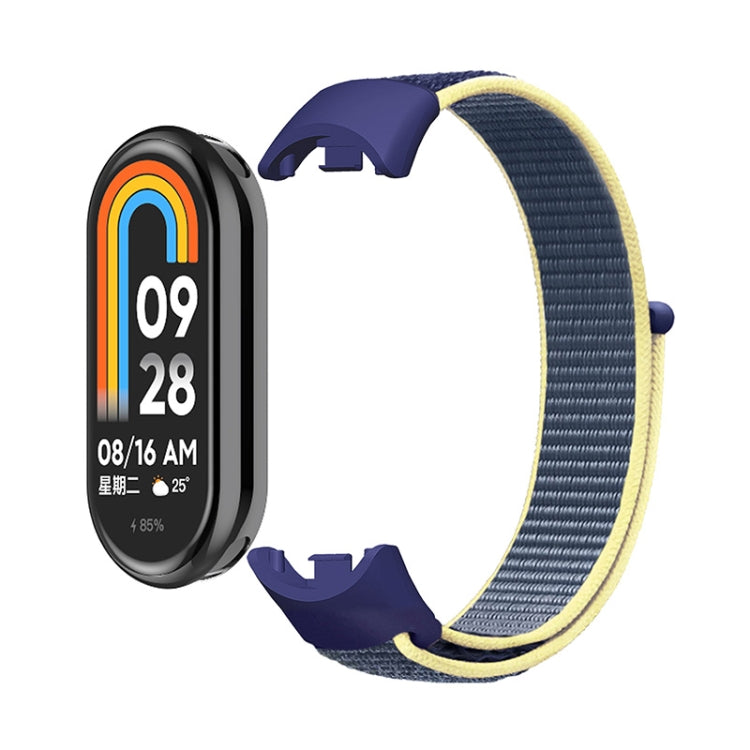 For Xiaomi Mi Band 8 ENKAY Hat-Prince 2 in 1 Set Full Coverage Screen Protector + Nylon Loop Watch Band(Blue+Yellow) - Watch Bands by ENKAY | Online Shopping UK | buy2fix