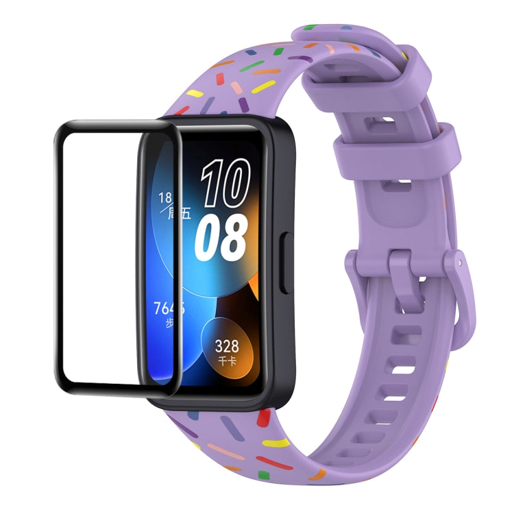 For Huawei Band 8 / 9 ENKAY Hat-Prince Full Coverage Screen Protector + Adjsutable Silicone Sport Loop Strap Watchband(Purple) - Watch Bands by ENKAY | Online Shopping UK | buy2fix