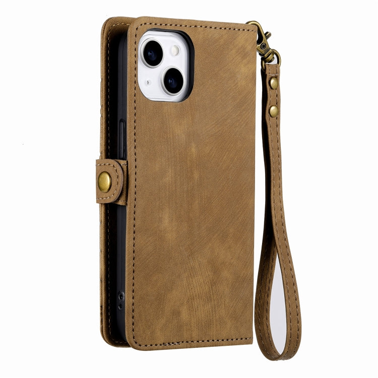 For iPhone XS Max Geometric Zipper Wallet Side Buckle Leather Phone Case(Brown) - More iPhone Cases by buy2fix | Online Shopping UK | buy2fix