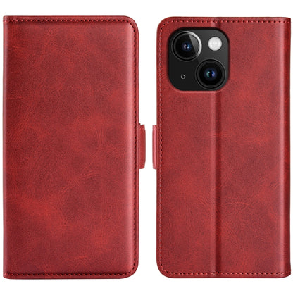 For iPhone 15 Dual-side Magnetic Buckle Horizontal Flip Leather Phone Case(Red) - iPhone 15 Cases by buy2fix | Online Shopping UK | buy2fix