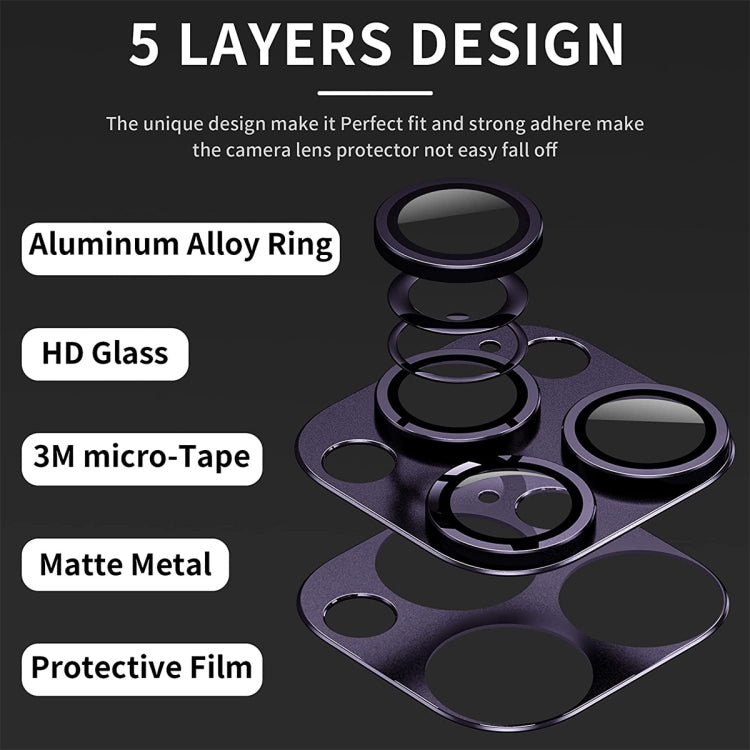 For iPhone 15 Pro / 15 Pro Max ENKAY Anti-reflection Camera Lens Aluminium Alloy Tempered Glass Film(Dark Blue) - iPhone 15 Pro Max Tempered Glass by ENKAY | Online Shopping UK | buy2fix