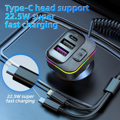 K12 With Type-C / 8-Pin Charging Cable Phone Fast Charging Adapter 2 USB + 1 Type-C PD Car Charger - Car Charger by buy2fix | Online Shopping UK | buy2fix