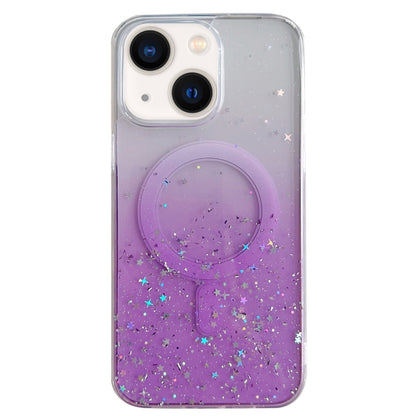 For iPhone 14 MagSafe Glitter Hybrid Clear TPU Phone Case(Purple) - iPhone 14 Cases by buy2fix | Online Shopping UK | buy2fix