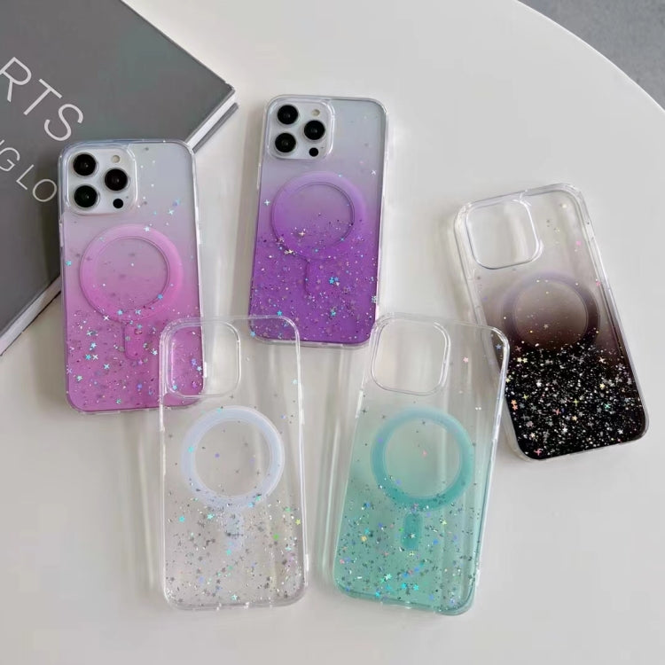 For iPhone 15 Pro MagSafe Glitter Hybrid Clear TPU Phone Case(Green) - iPhone 15 Pro Cases by buy2fix | Online Shopping UK | buy2fix