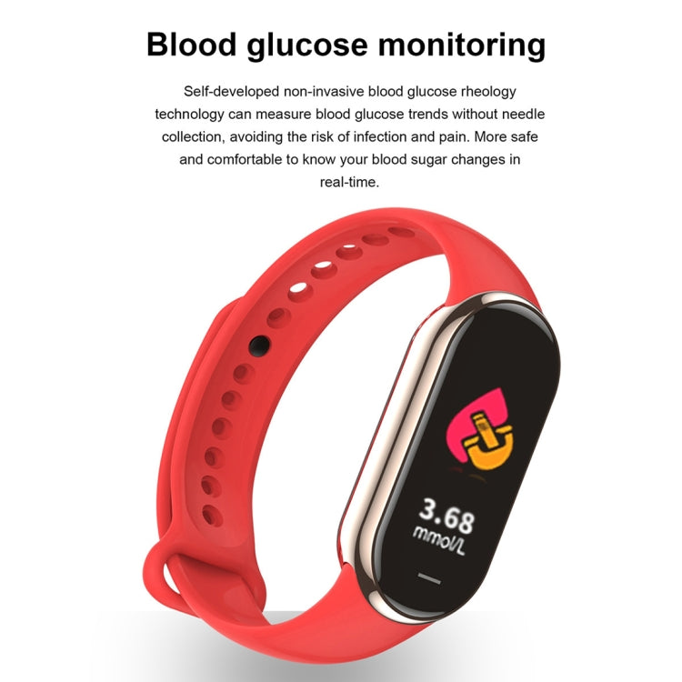 M8 1.14 inch IP68 Waterproof Color Screen Smart Watch,Support  Heart Rate / Blood Pressure / Blood Oxygen / Blood Sugar Monitoring(Red) - Smart Wristbands by buy2fix | Online Shopping UK | buy2fix