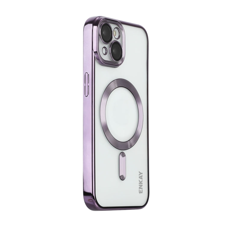 For iPhone 15 Plus ENKAY Hat-Prince Magsafe Electroplated TPU Clear Shockproof Phone Case(Purple) - iPhone 15 Plus Cases by ENKAY | Online Shopping UK | buy2fix