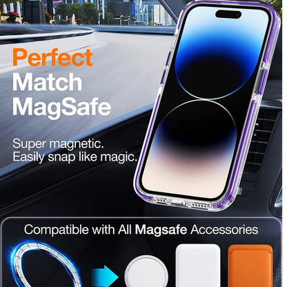 For iPhone 14 Plus Dual-color MagSafe TPU Hybrid Clear PC Shockproof Phone Case(Black) - iPhone 14 Plus Cases by buy2fix | Online Shopping UK | buy2fix