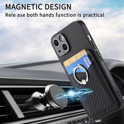 For iPhone 15 Pro Max Carbon Fiber Card Wallet Ring Holder Phone Case(Black) - iPhone 15 Pro Max Cases by buy2fix | Online Shopping UK | buy2fix