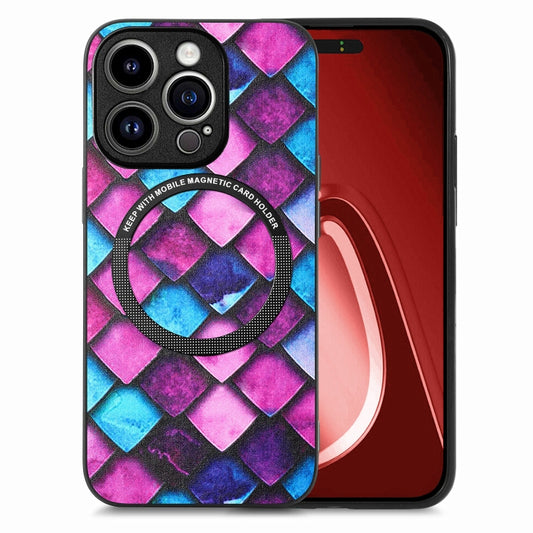 For iPhone 15 Pro Max Colored Drawing Leather Back Phone Case(Purple Scales) - iPhone 15 Pro Max Cases by buy2fix | Online Shopping UK | buy2fix