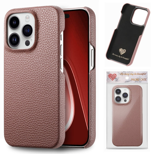 For iPhone 15 Pro Max Litchi Oil Edge Leather Back Phone Case(Jujube Apricot) - iPhone 15 Pro Max Cases by buy2fix | Online Shopping UK | buy2fix