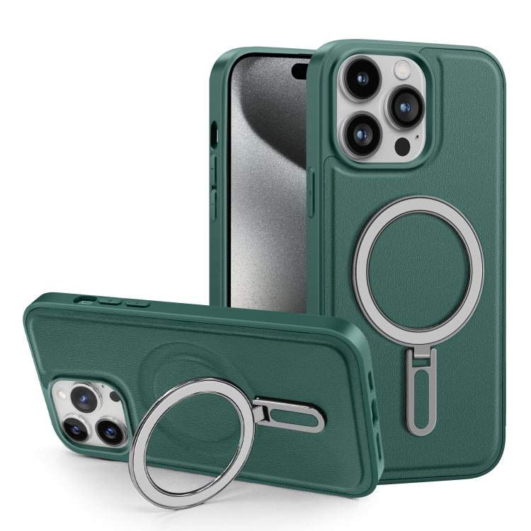 For iPhone 15 Pro Max Shield MagSafe Magnetic Holder Phone Case(Green) - iPhone 15 Pro Max Cases by buy2fix | Online Shopping UK | buy2fix