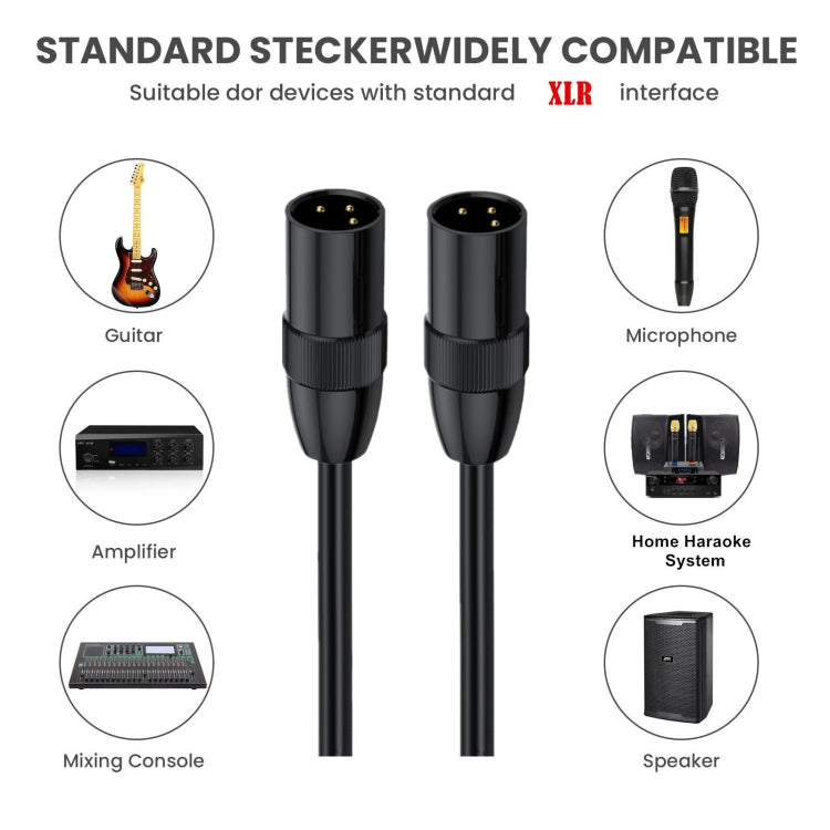 JUNSUNMAY XLR Male to Male Mic Cord 3 Pin Audio Cable Balanced Shielded Cable, Length:15m - Microphone Audio Cable & Connector by JUNSUNMAY | Online Shopping UK | buy2fix