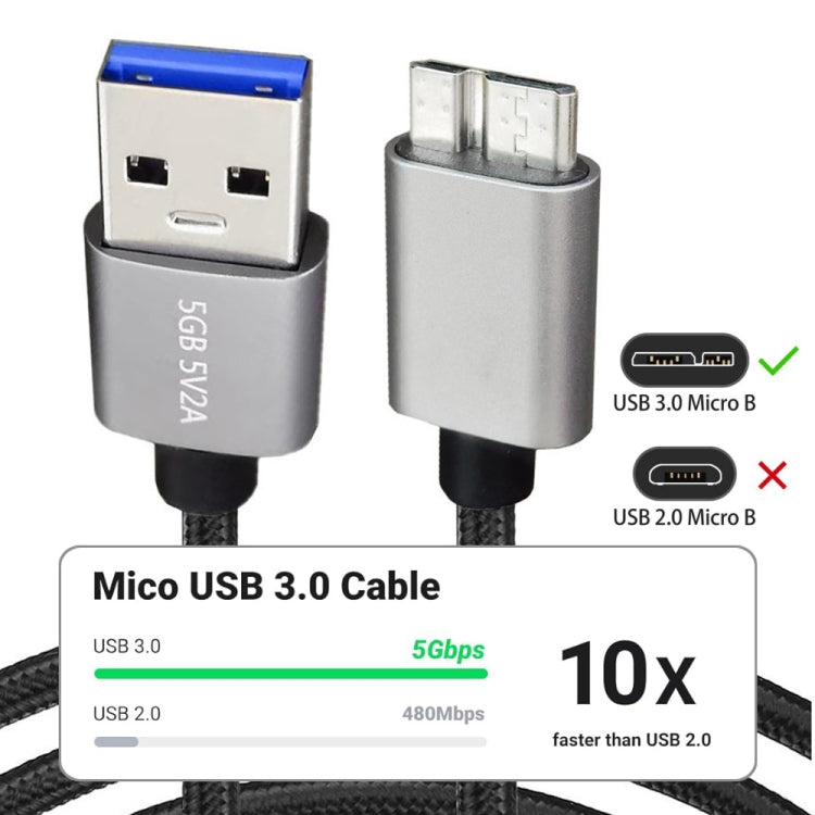 JUNSUNMAY USB 3.0 Male to Micro-B Cord Cable Compatible with Samsung Camera Hard Drive, Length:5m - USB Cable by JUNSUNMAY | Online Shopping UK | buy2fix