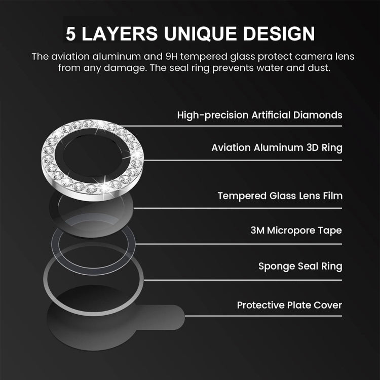 For iPhone 15 Pro / 15 Pro Max ENKAY AR Anti-reflection Individual Diamond Ring Camera Lens Glass Full Film(Silver) - iPhone 15 Pro Tempered Glass by ENKAY | Online Shopping UK | buy2fix