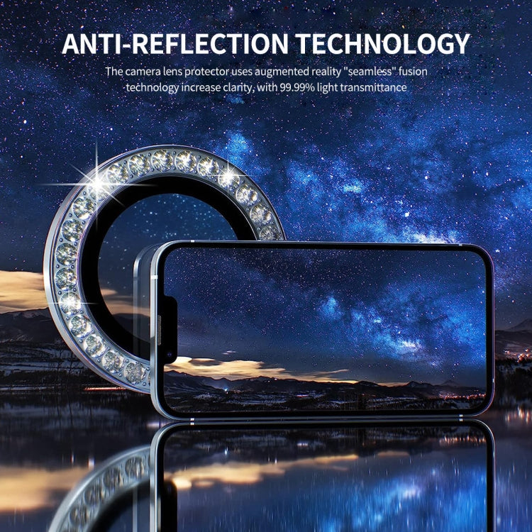 For iPhone 15 / 15 Plus ENKAY AR Anti-reflection Individual Diamond Ring Camera Lens Glass Full Film(Silver) - iPhone 15 Tempered Glass by ENKAY | Online Shopping UK | buy2fix