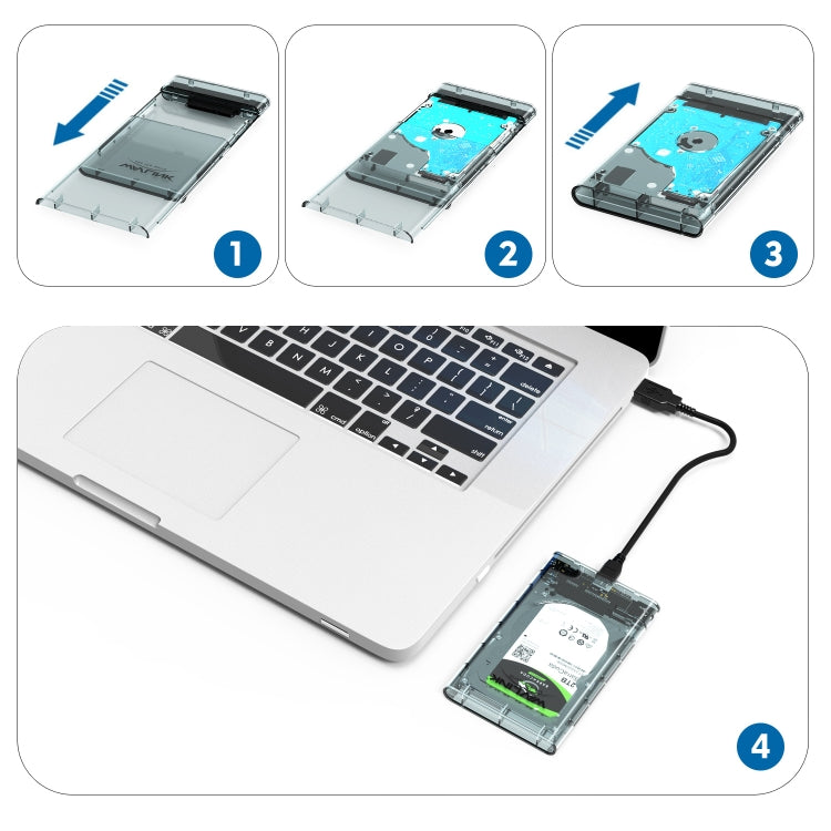 WAVLINK ST239 USB3.0 Transparent SATA External Solid-state SSD 2.5-inch Mobile Hard Disk Case - HDD Enclosure by buy2fix | Online Shopping UK | buy2fix