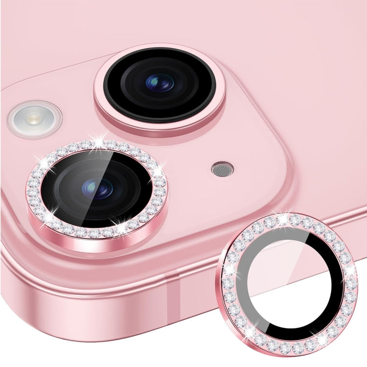 For iPhone 14 / 14 Plus ENKAY AR Anti-reflection Individual Diamond Ring Camera Lens Glass Full Film(Pink) - iPhone 14 Tempered Glass by ENKAY | Online Shopping UK | buy2fix