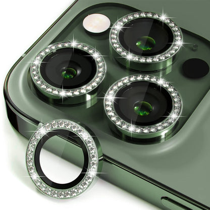 For iPhone 13 Pro / 13 Pro Max ENKAY AR Anti-reflection Individual Diamond Ring Camera Lens Glass Full Film(Deep Green) - iPhone 13 Pro Max Tempered Glass by ENKAY | Online Shopping UK | buy2fix