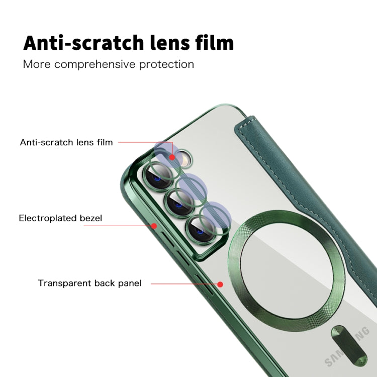 For Samsung Galaxy S22 5G MagSafe Magnetic RFID Anti-theft Leather Phone Case(Green) - Galaxy S22+ 5G Cases by buy2fix | Online Shopping UK | buy2fix