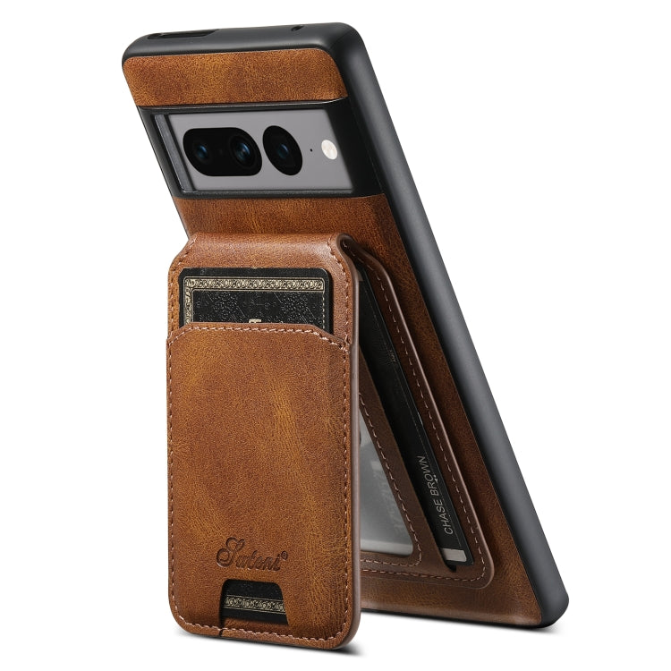 For Google Pixel 8 Pro Suteni H15 Oil Eax Leather Detachable Wallet Back Phone Case(Brown) - Google Cases by Suteni | Online Shopping UK | buy2fix