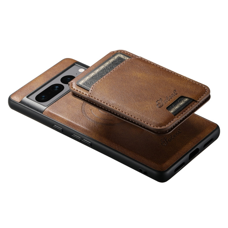 For Google Pixel 8 Pro Suteni H15 Oil Eax Leather Detachable Wallet Back Phone Case(Brown) - Google Cases by Suteni | Online Shopping UK | buy2fix