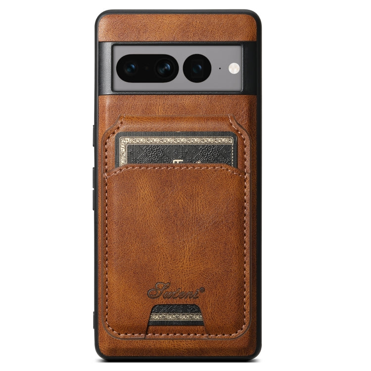 For Google Pixel 7a Suteni H15 Oil Eax Leather Detachable Wallet Back Phone Case(Brown) - Google Cases by Suteni | Online Shopping UK | buy2fix