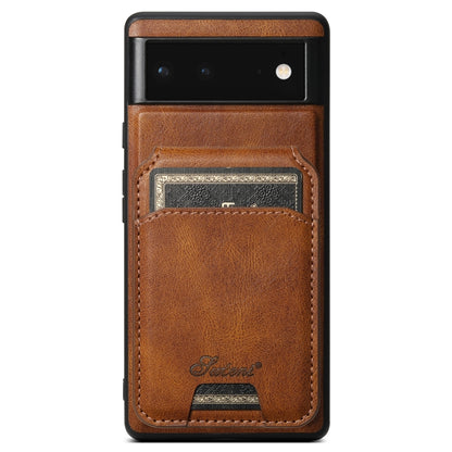 For Google Pixel 6 Pro Suteni H15 Oil Eax Leather Detachable Wallet Back Phone Case(Brown) - Google Cases by Suteni | Online Shopping UK | buy2fix