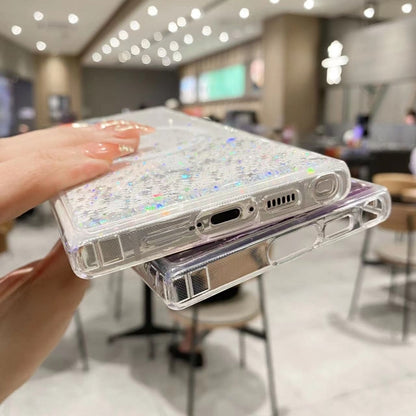 For Samsung Galaxy S24 5G MagSafe Glitter Hybrid Clear TPU Phone Case(White) - Galaxy S24 5G Cases by buy2fix | Online Shopping UK | buy2fix
