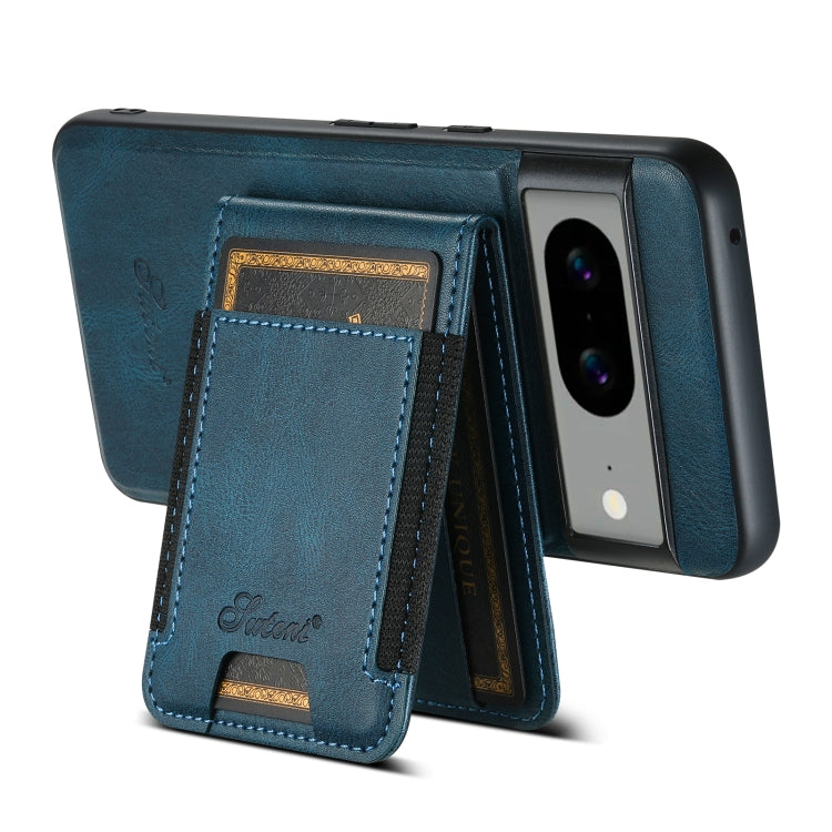 For Google Pixel 8 Suteni H17 Oil Eax Leather Detachable Wallet Phone Case(Blue) - Google Cases by Suteni | Online Shopping UK | buy2fix