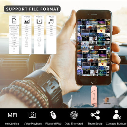 Richwell  DXZ128 USB Flash Disk 128G 3 in 1 Micro USB + 8 Pin + USB 3.0 Compatible IPhone & IOS(Rose Gold) - U Disk & Card Reader by Richwell | Online Shopping UK | buy2fix