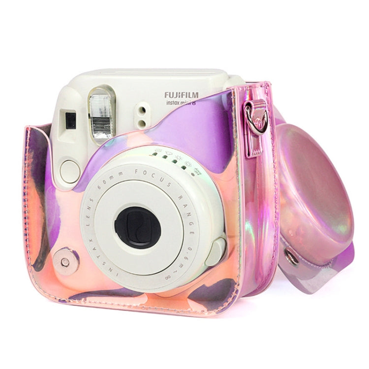 Richwell Translucent PVC Camera Bag for Fujifilm Instax Mini 8 8+ 9 Cover Case with Shoulder Strap Gradient Pink Shell - Leather Bag by Richwell | Online Shopping UK | buy2fix