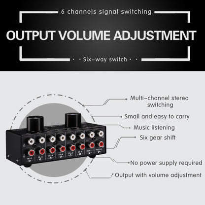 B026 6 Input 2 Output Or 2 Input 6 Output Audio Signal Source Selection Switcher RCA Port - Consumer Electronics by buy2fix | Online Shopping UK | buy2fix