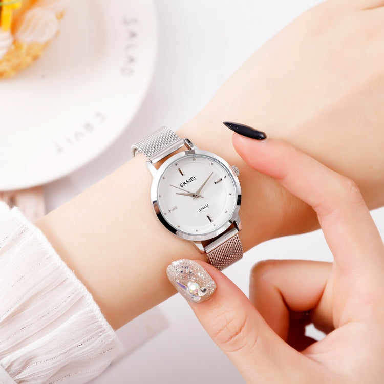 SKMEI 1528 Simple Fashion Lady Watch Casual Netting Scale(Silvery) - Sport Watches by SKMEI | Online Shopping UK | buy2fix