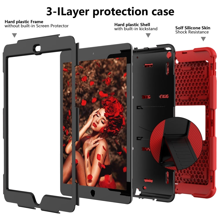 For iPad 10.2 Shockproof Two-Color Silicone Protection Case with Holder & Pen Slot(Red+Black) - iPad 10.2 Cases by buy2fix | Online Shopping UK | buy2fix